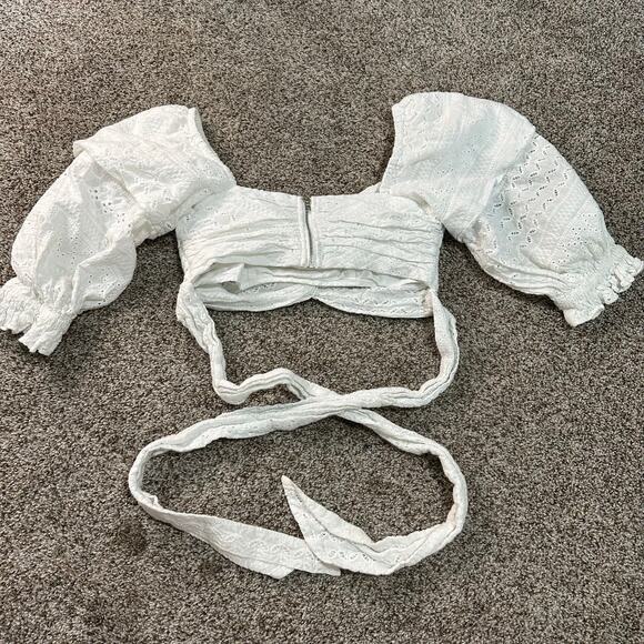 MARISSA WEBB Women's White Eyelet Crop Top Size 2 - Picture 2 of 11